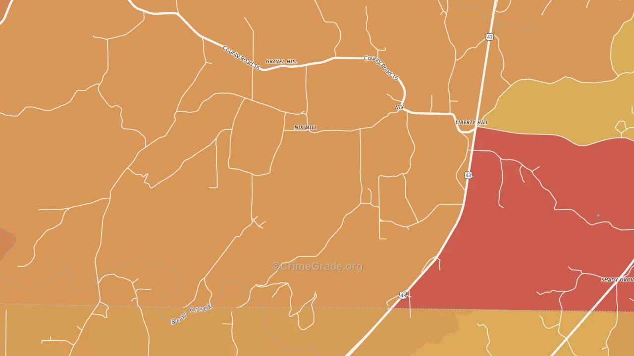 Nix Mill, AL Map of Vandalism Rates