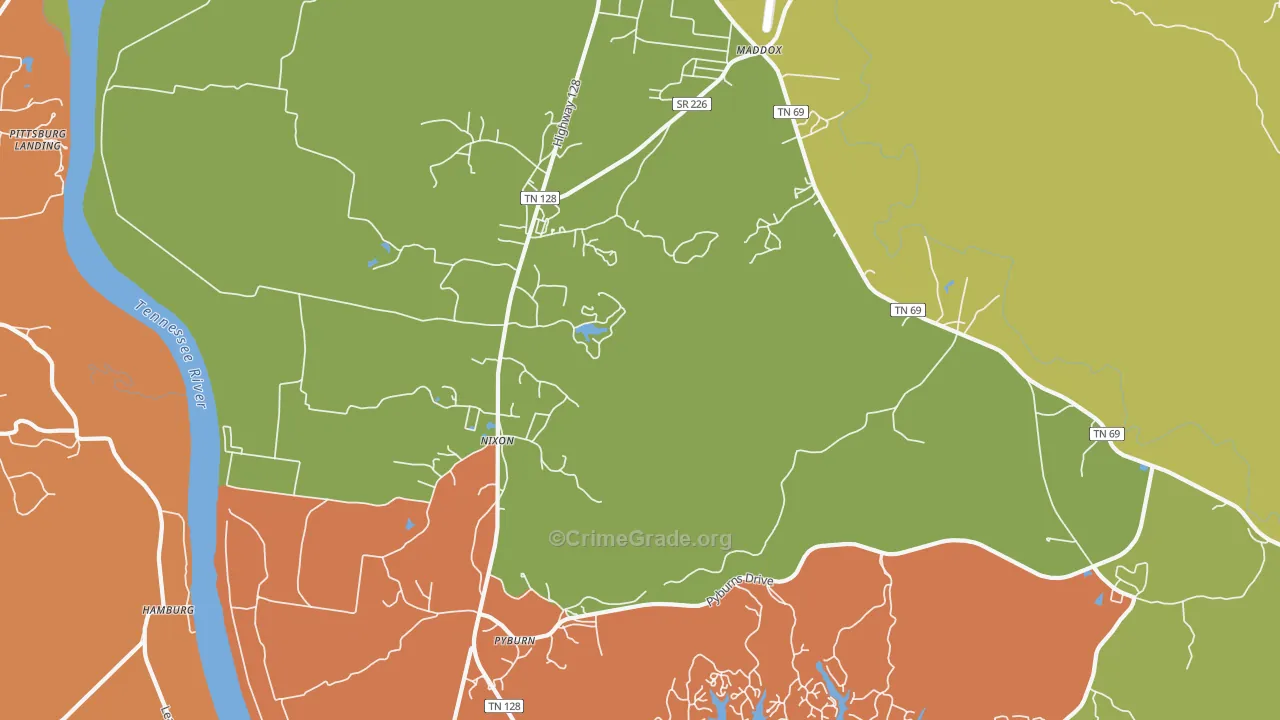 Nixon, TN Map of Vandalism Rates