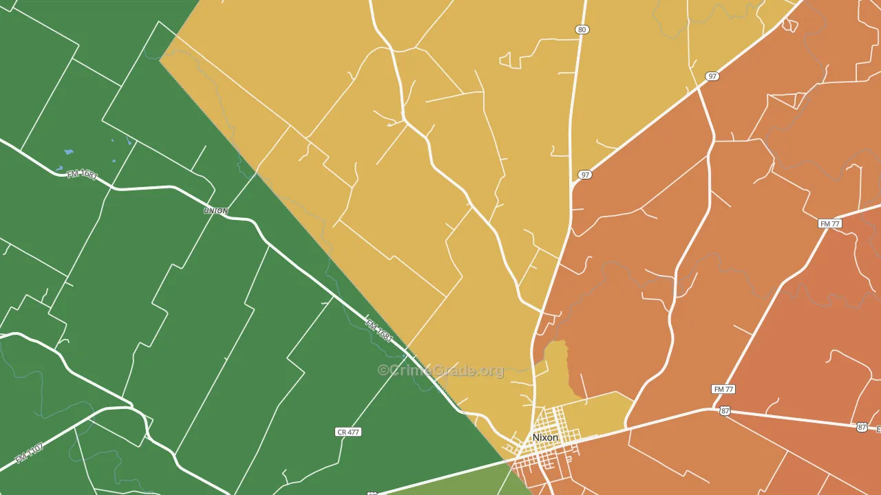 Nixon, TX Map of Vandalism Rates