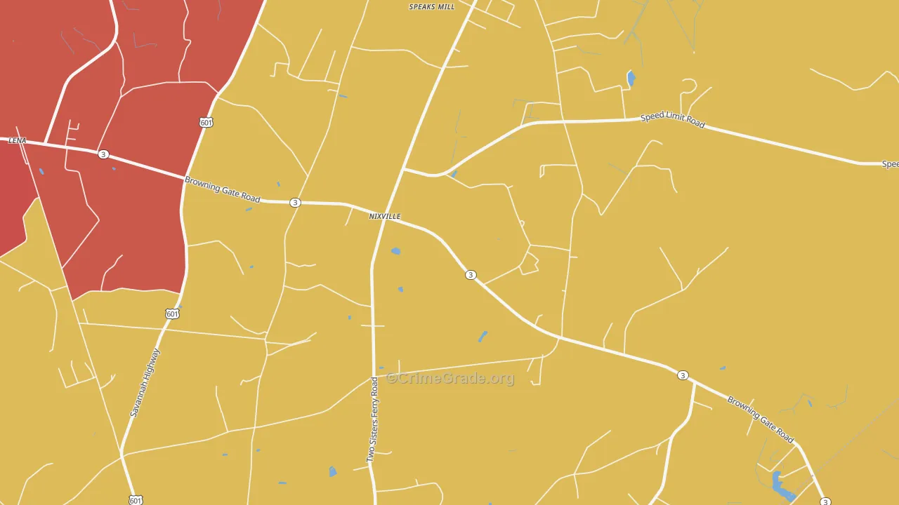 Nixville, SC Map of Vandalism Rates