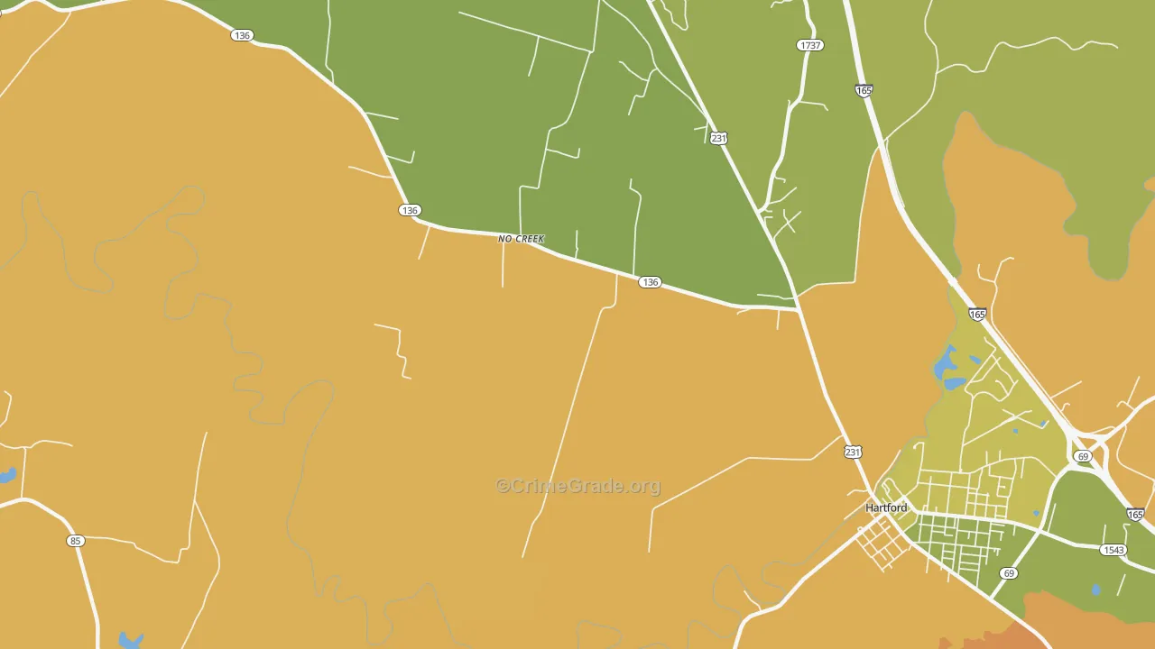No Creek, KY Map of Vandalism Rates