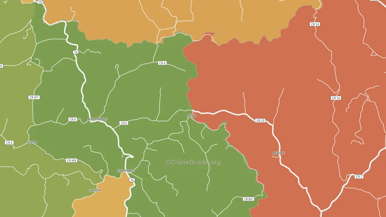 Nobe, WV Map of Vandalism Rates