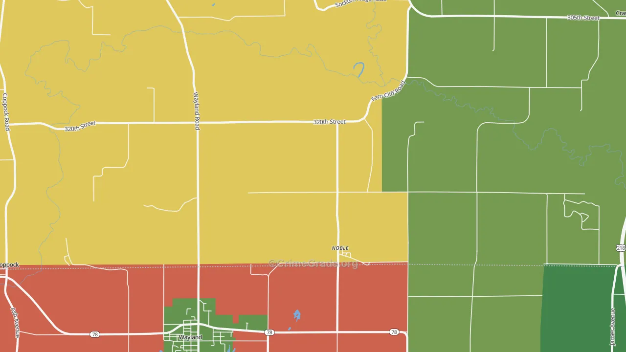 Noble, IA Map of Vandalism Rates