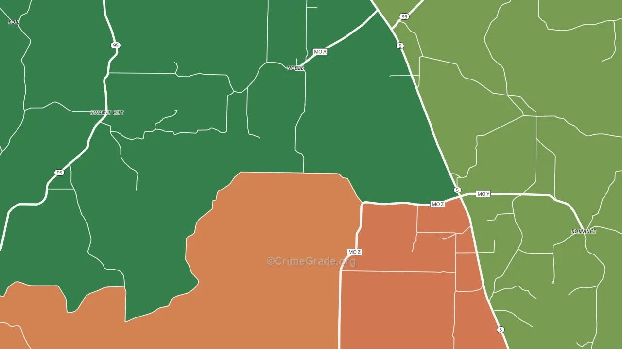Noble, MO Map of Vandalism Rates