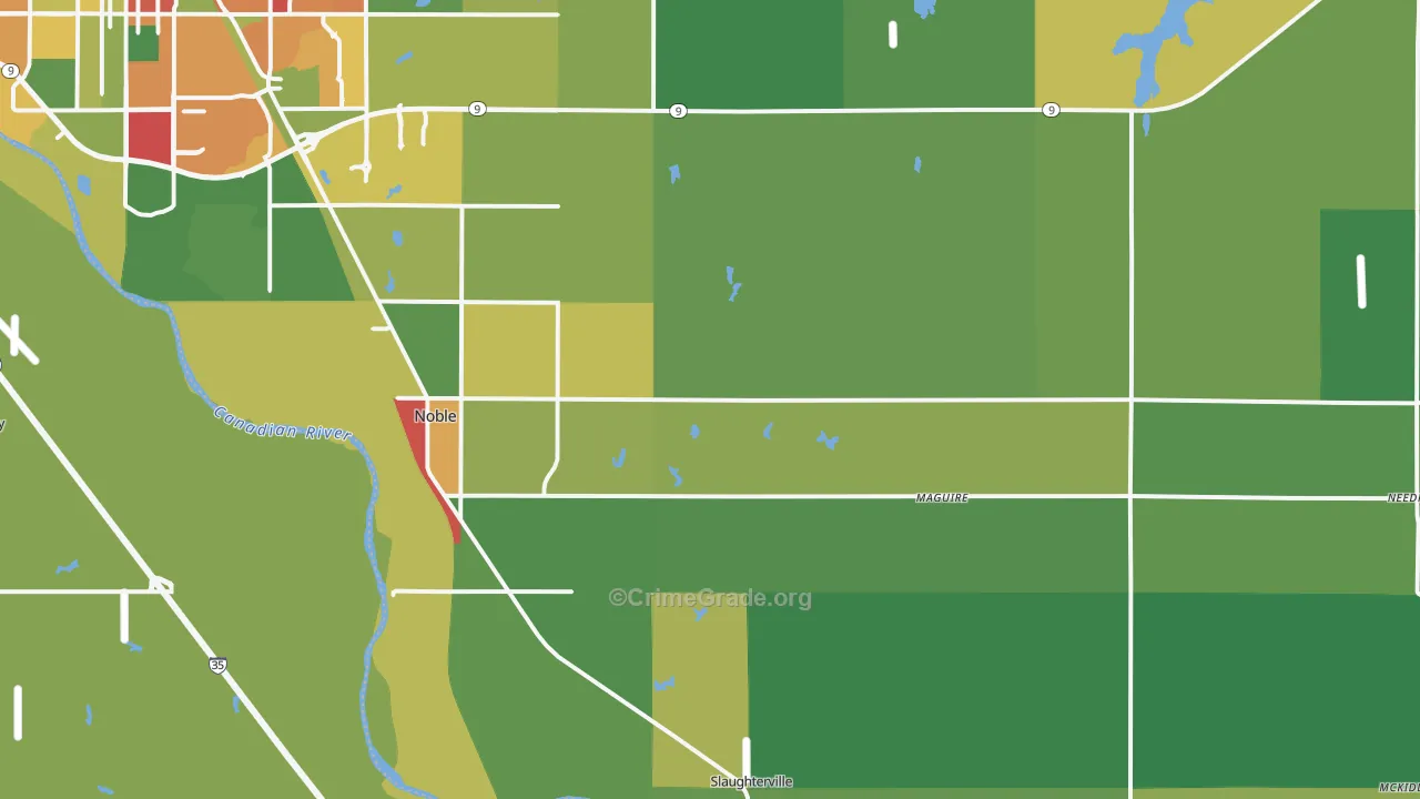 Noble, OK Map of Vandalism Rates