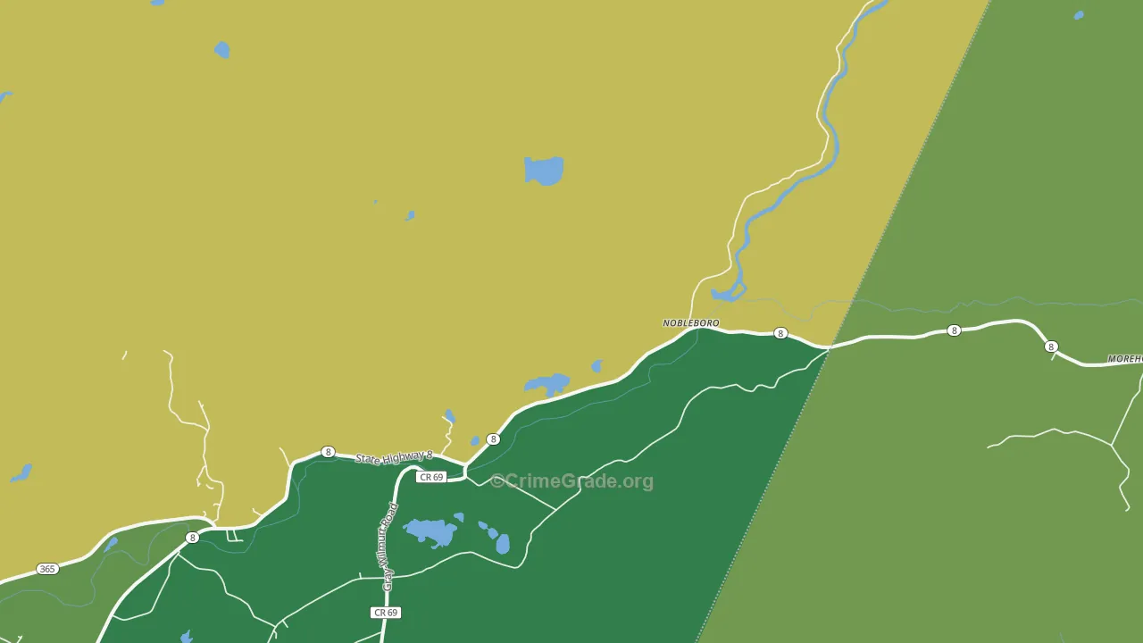 Nobleboro, NY Map of Vandalism Rates