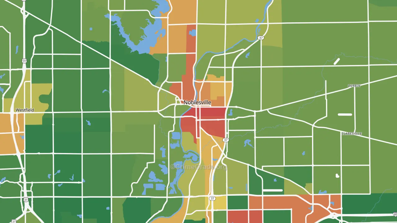 Noblesville, IN Map of Vandalism Rates