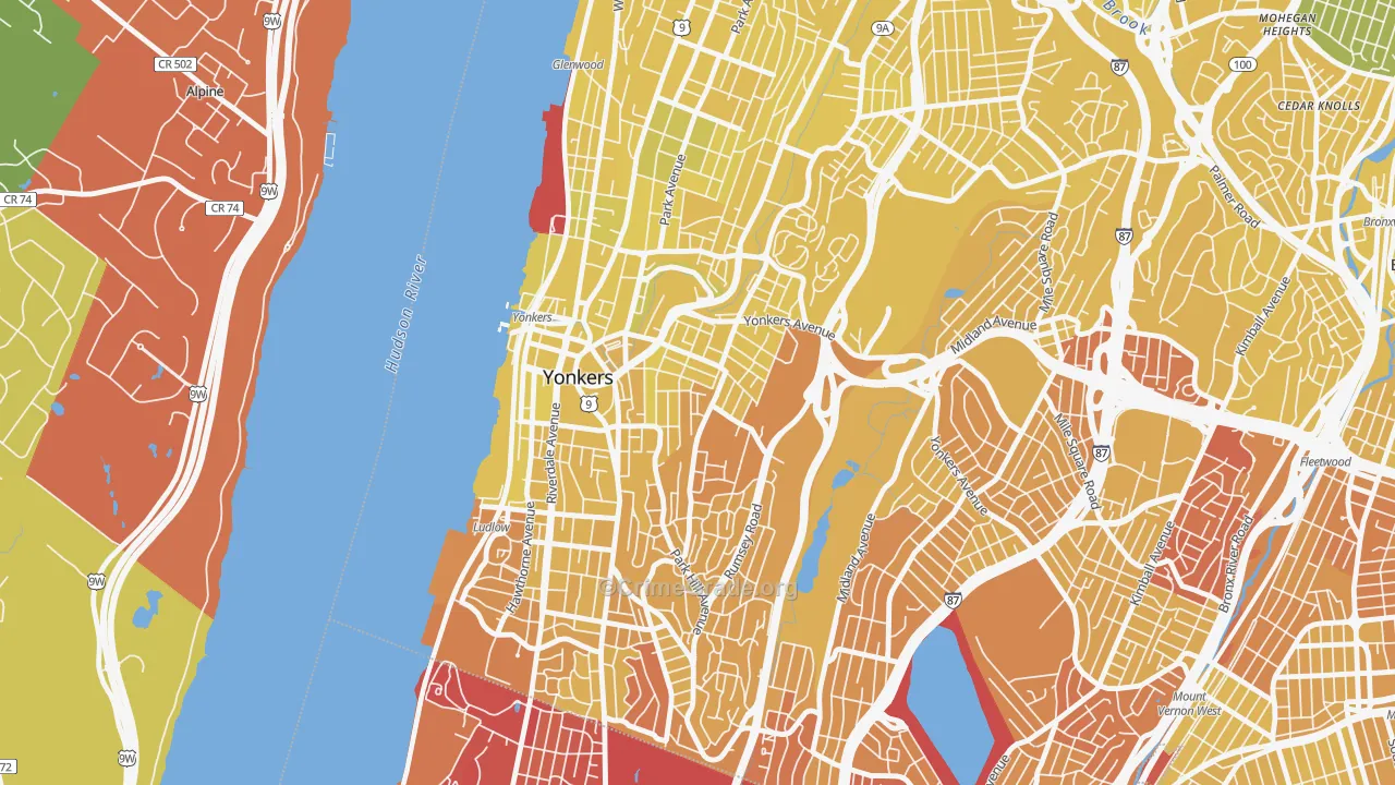 Nodine Hill, Yonkers, NY Map of Vandalism Rates