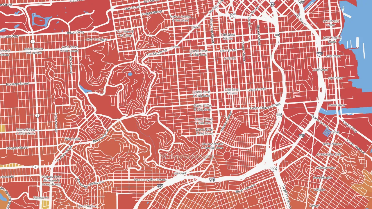 Noe Valley, San Francisco, CA Map of Vandalism Rates