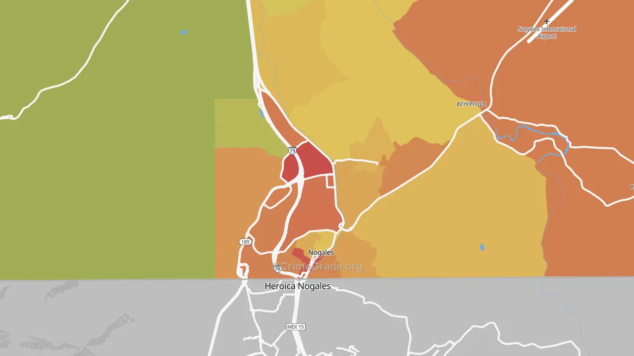 Nogales, AZ Map of Vandalism Rates