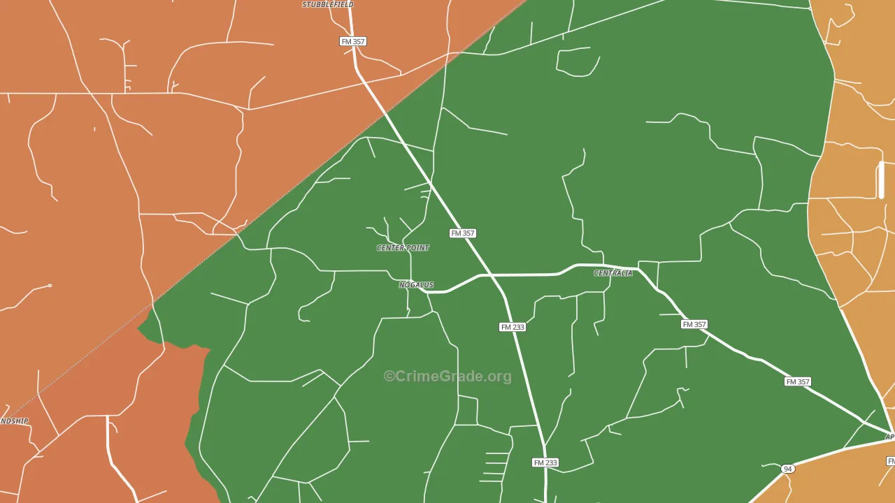 Nogalus, TX Map of Vandalism Rates