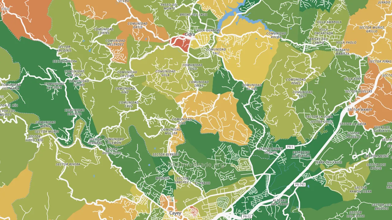 Nogueras, PR Map of Vandalism Rates