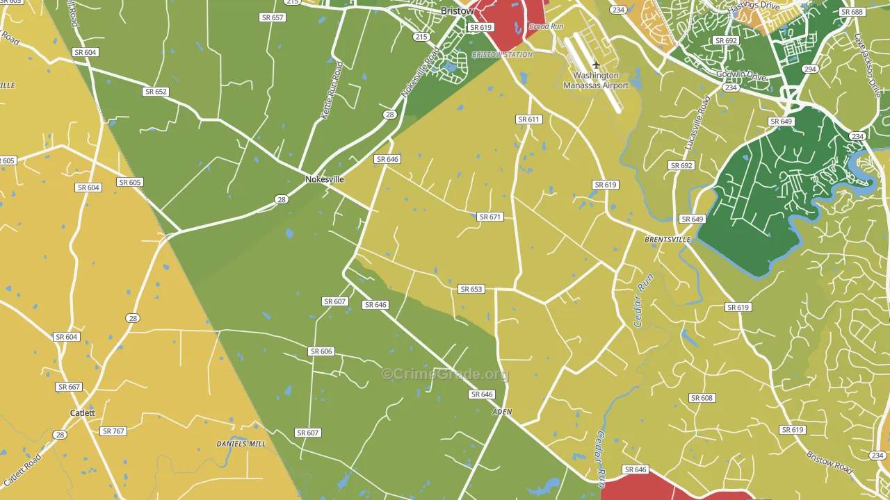 Nokesville, VA Map of Vandalism Rates