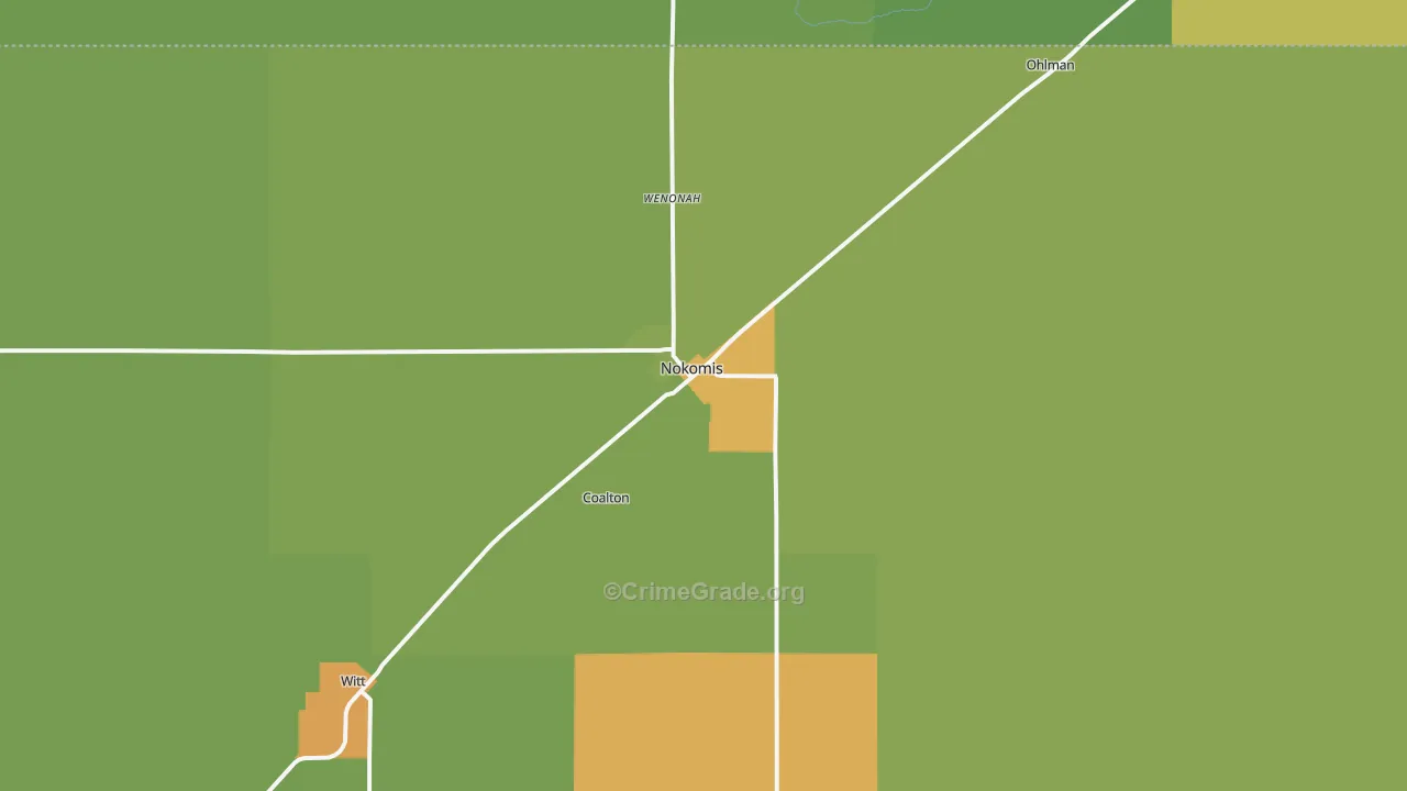 Nokomis, IL Map of Vandalism Rates