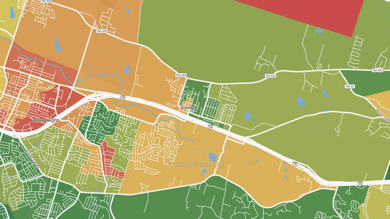 Nolanville, TX Map of Vandalism Rates