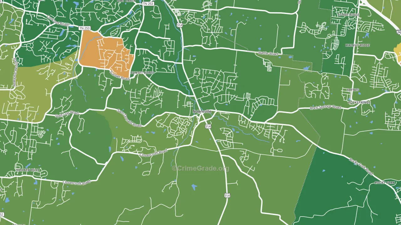 Nolensville, TN Map of Vandalism Rates