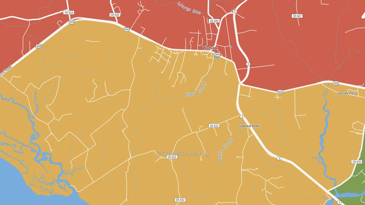 Nomini Grove, VA Map of Vandalism Rates