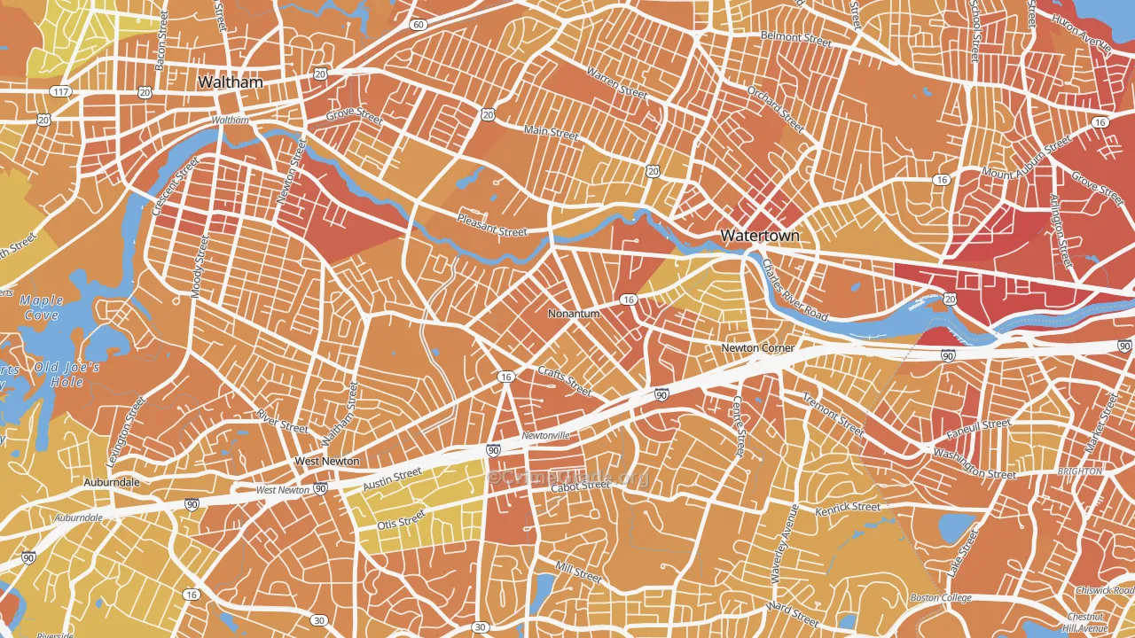 Nonantum, Newton, MA Map of Vandalism Rates