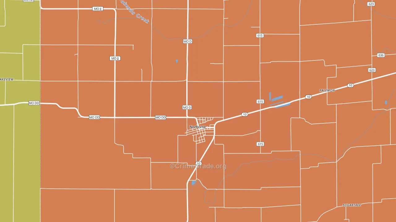 Norborne, MO Map of Vandalism Rates