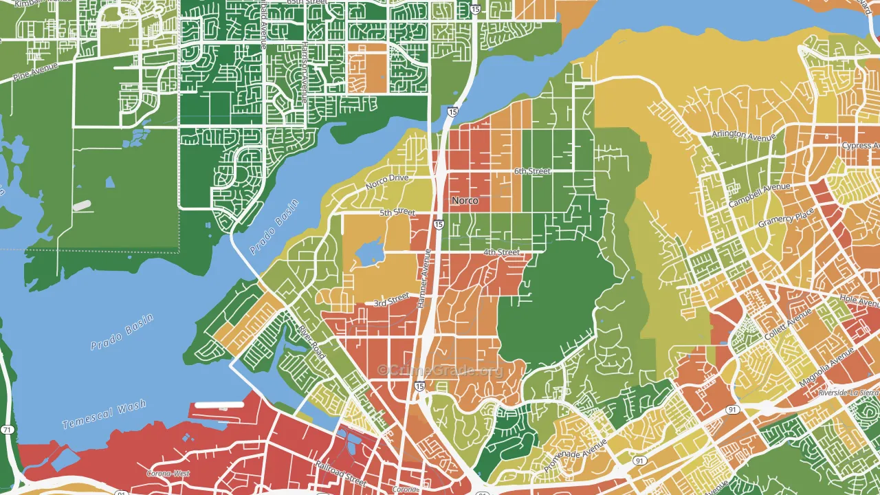 Norco, CA Map of Vandalism Rates