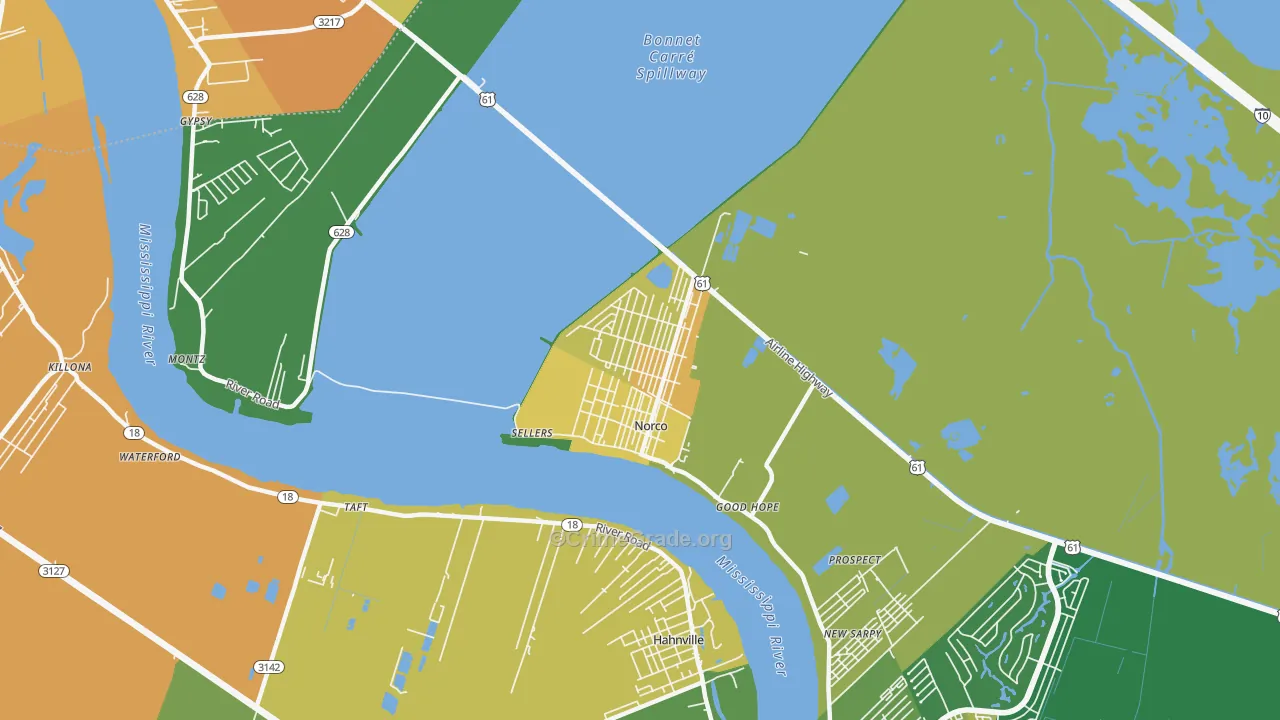 Norco, LA Map of Vandalism Rates
