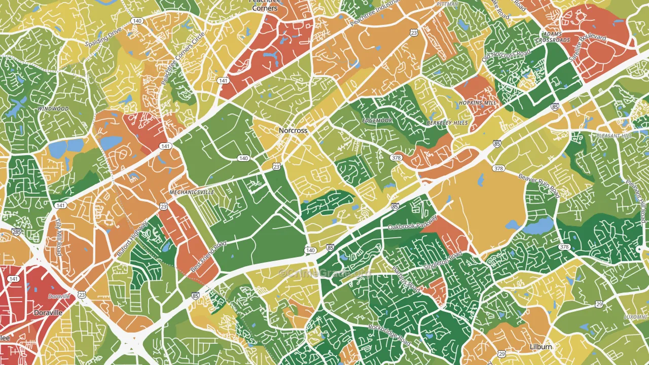 Norcross, GA Map of Vandalism Rates