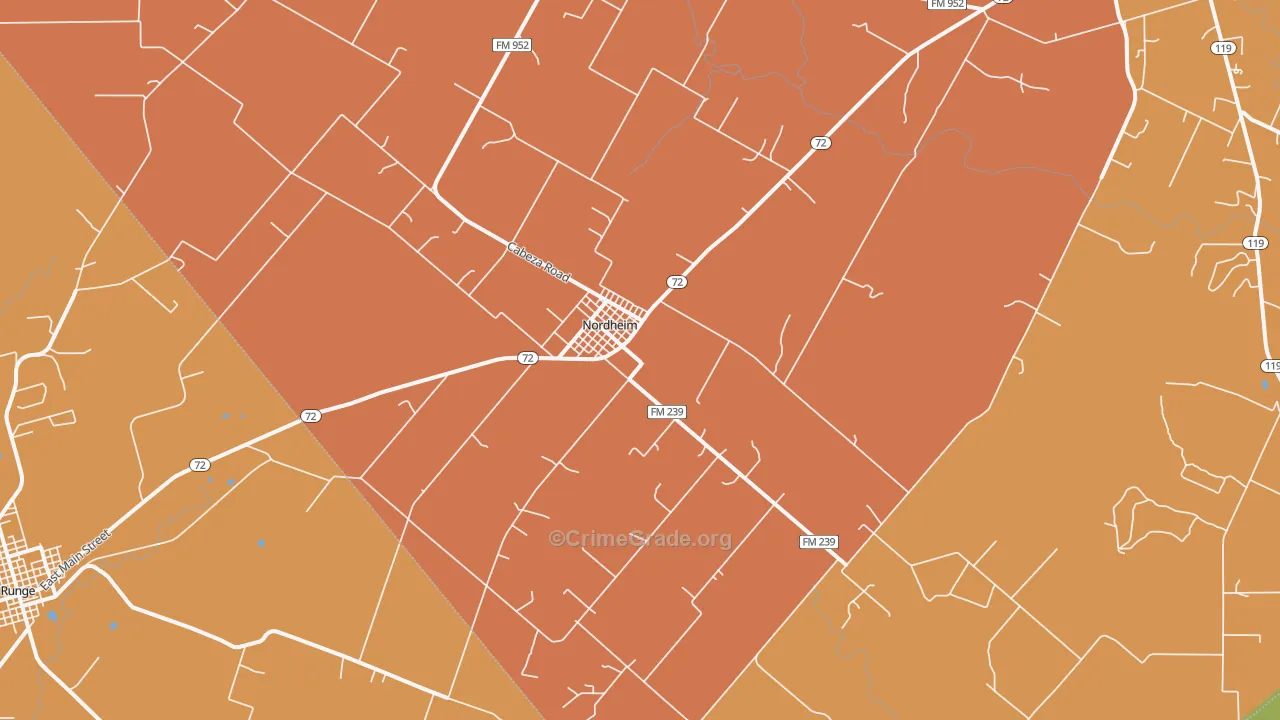 Nordheim, TX Map of Vandalism Rates