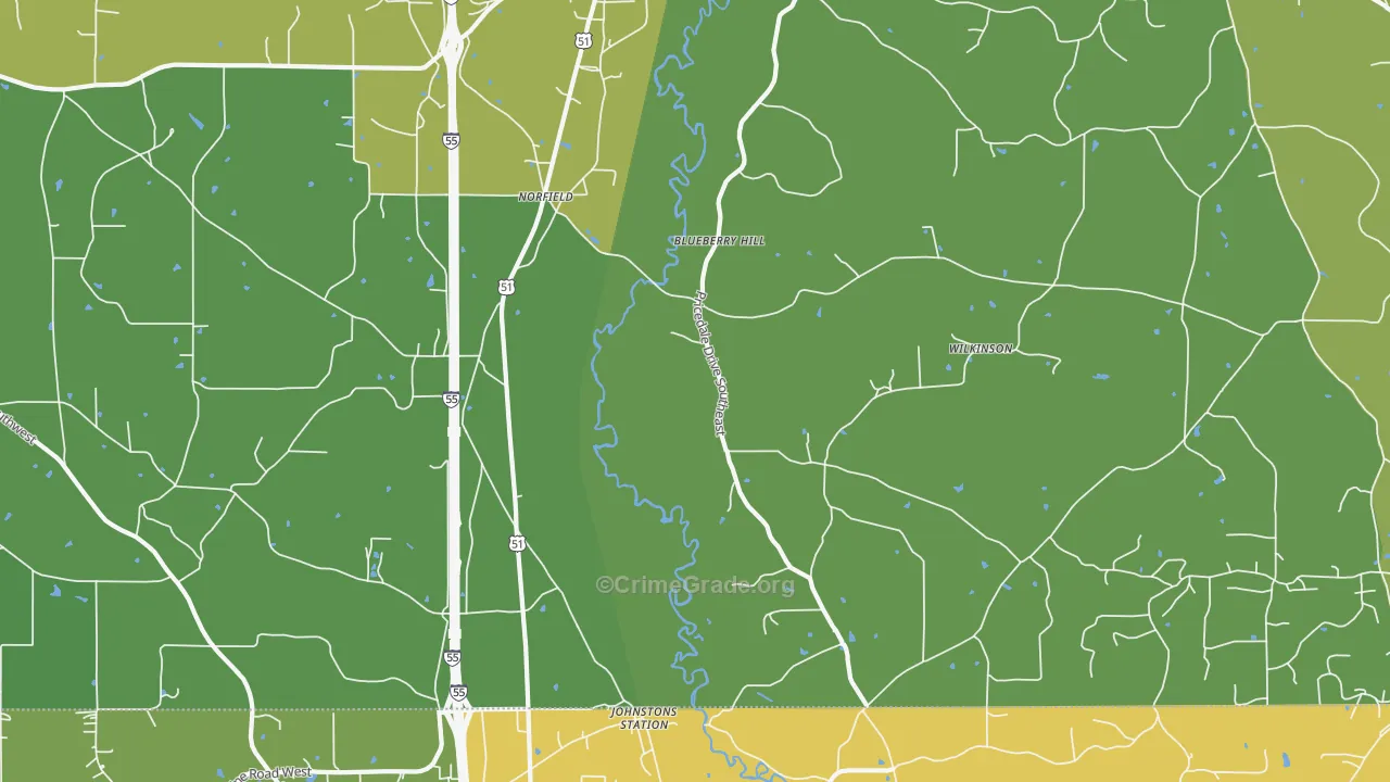 Norfield, MS Map of Vandalism Rates