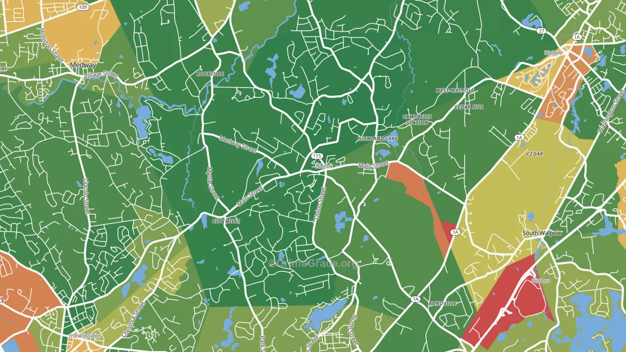 Norfolk, MA Map of Vandalism Rates