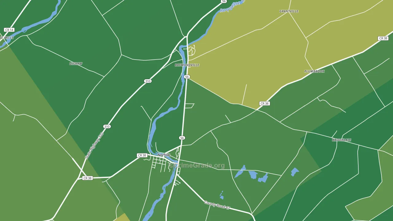 Norfolk, NY Map of Vandalism Rates