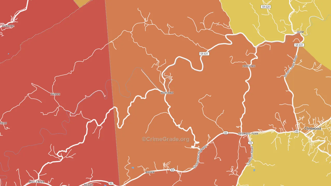 Norland, VA Map of Vandalism Rates