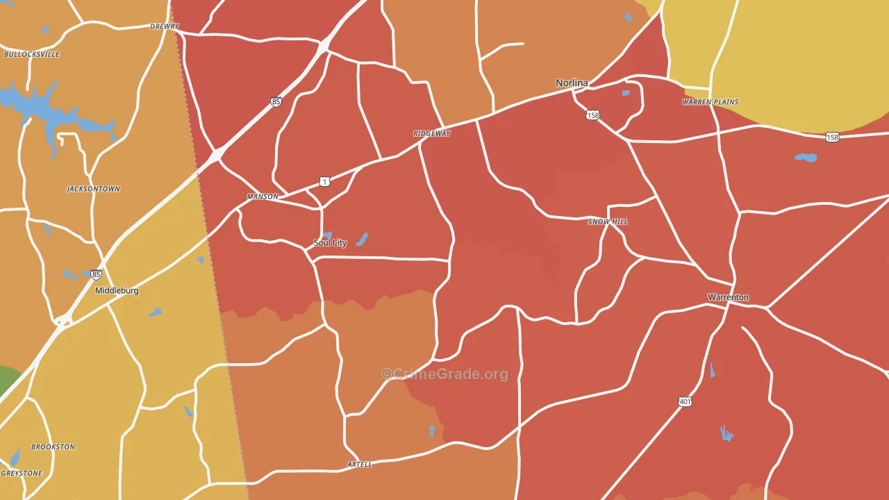 Norlina, NC Map of Vandalism Rates