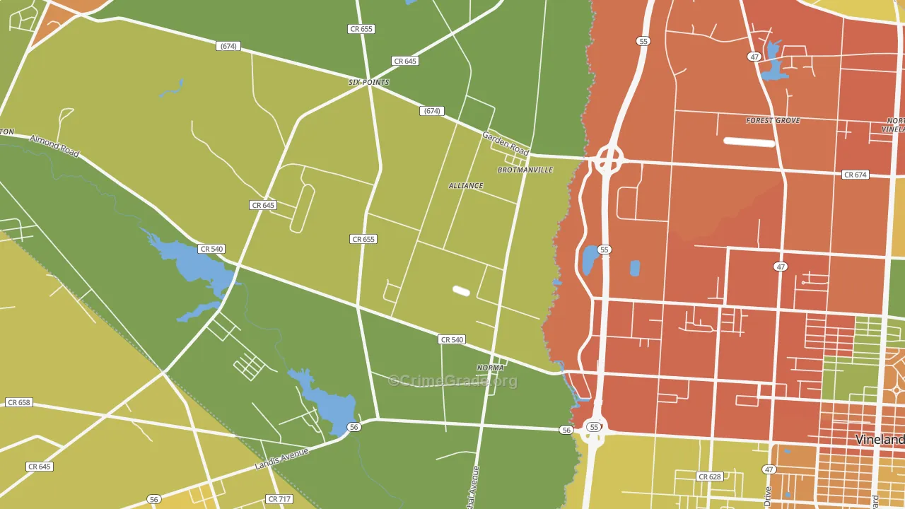 Norma, NJ Map of Vandalism Rates