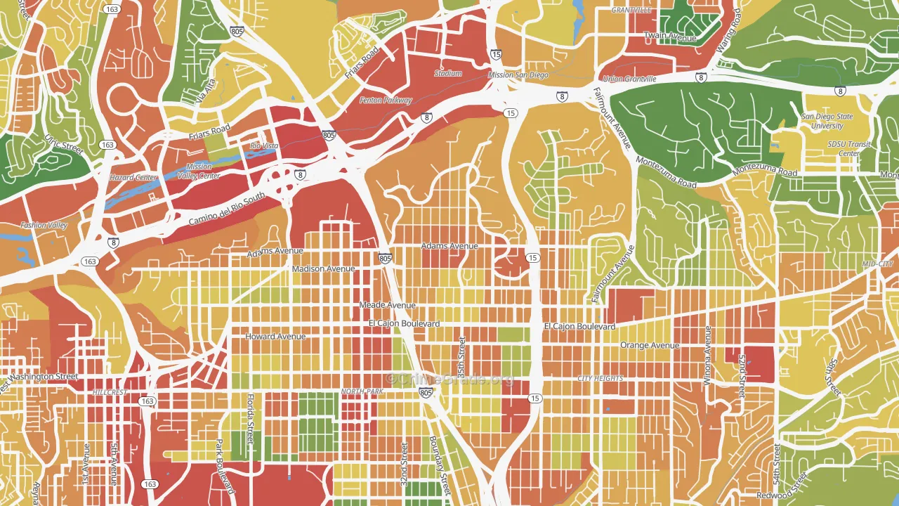 Normal Heights, San Diego, CA Map of Vandalism Rates