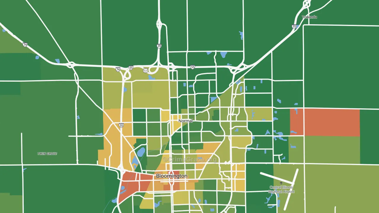 Normal, IL Map of Vandalism Rates