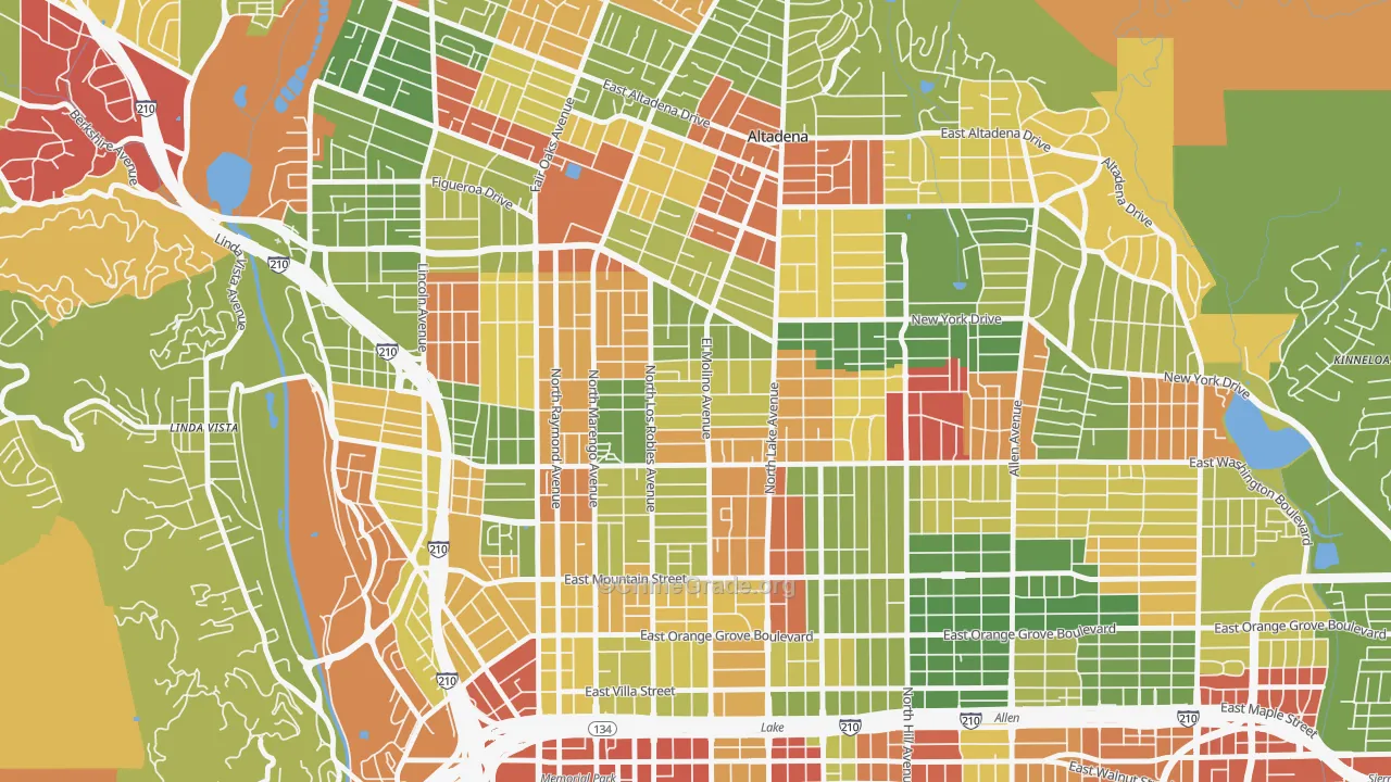 Normandie Heights, Pasadena, CA Map of Vandalism Rates