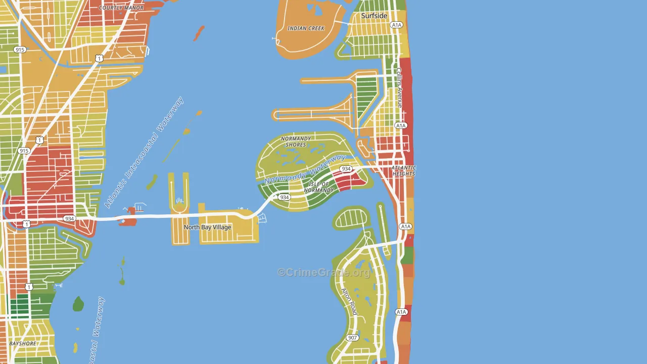 Normandy Isles, North Bay Village, FL Map of Vandalism Rates