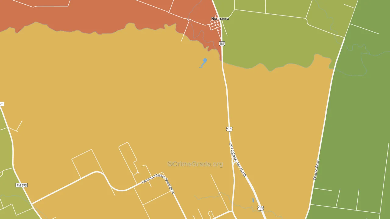 Normanna, TX Map of Vandalism Rates
