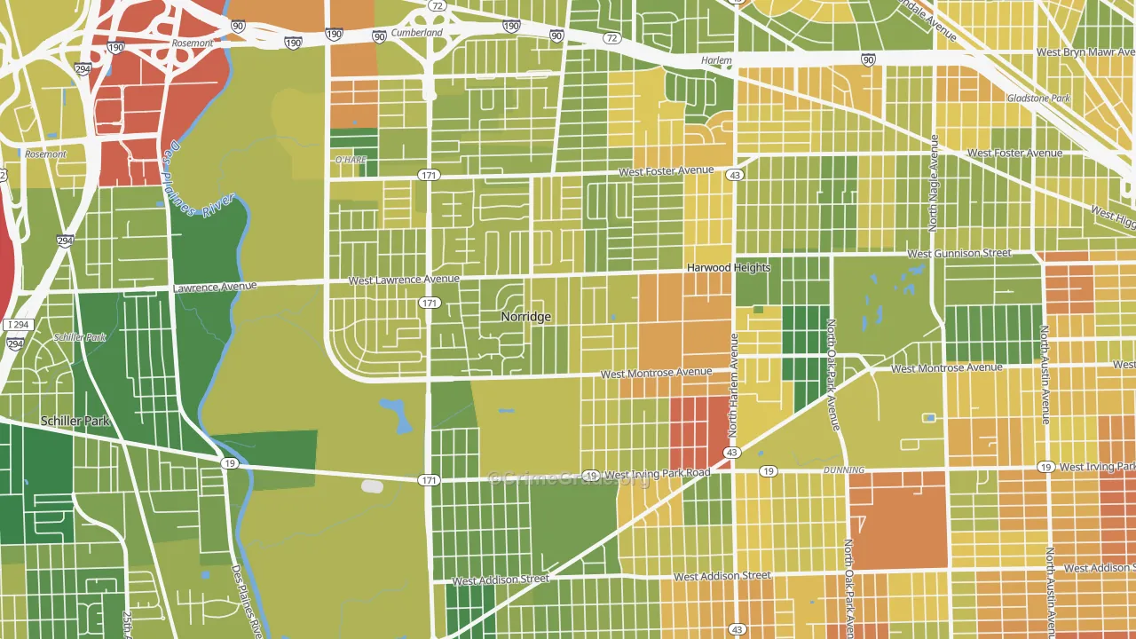 Norridge, IL Map of Vandalism Rates