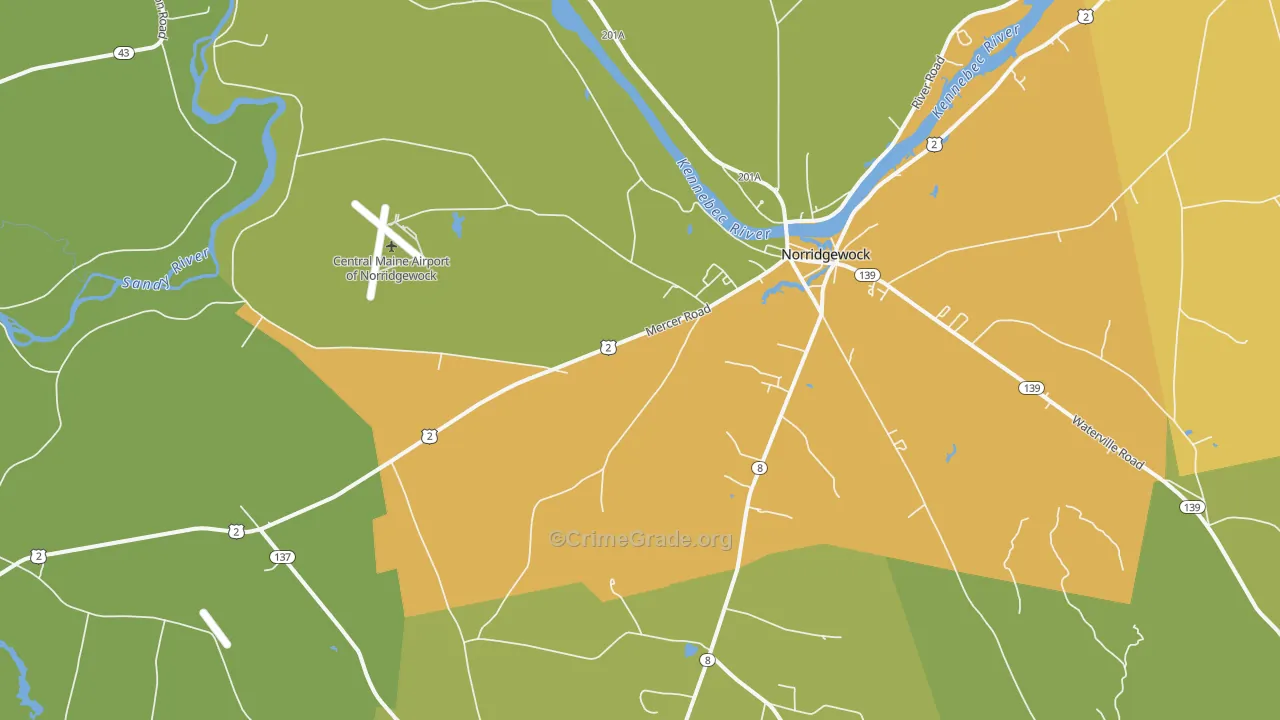 Norridgewock, ME Map of Vandalism Rates
