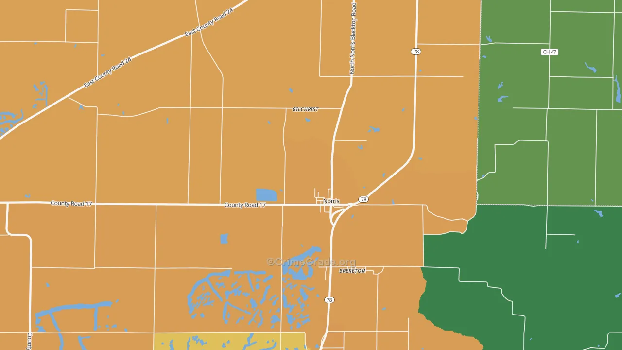 Norris, IL Map of Vandalism Rates