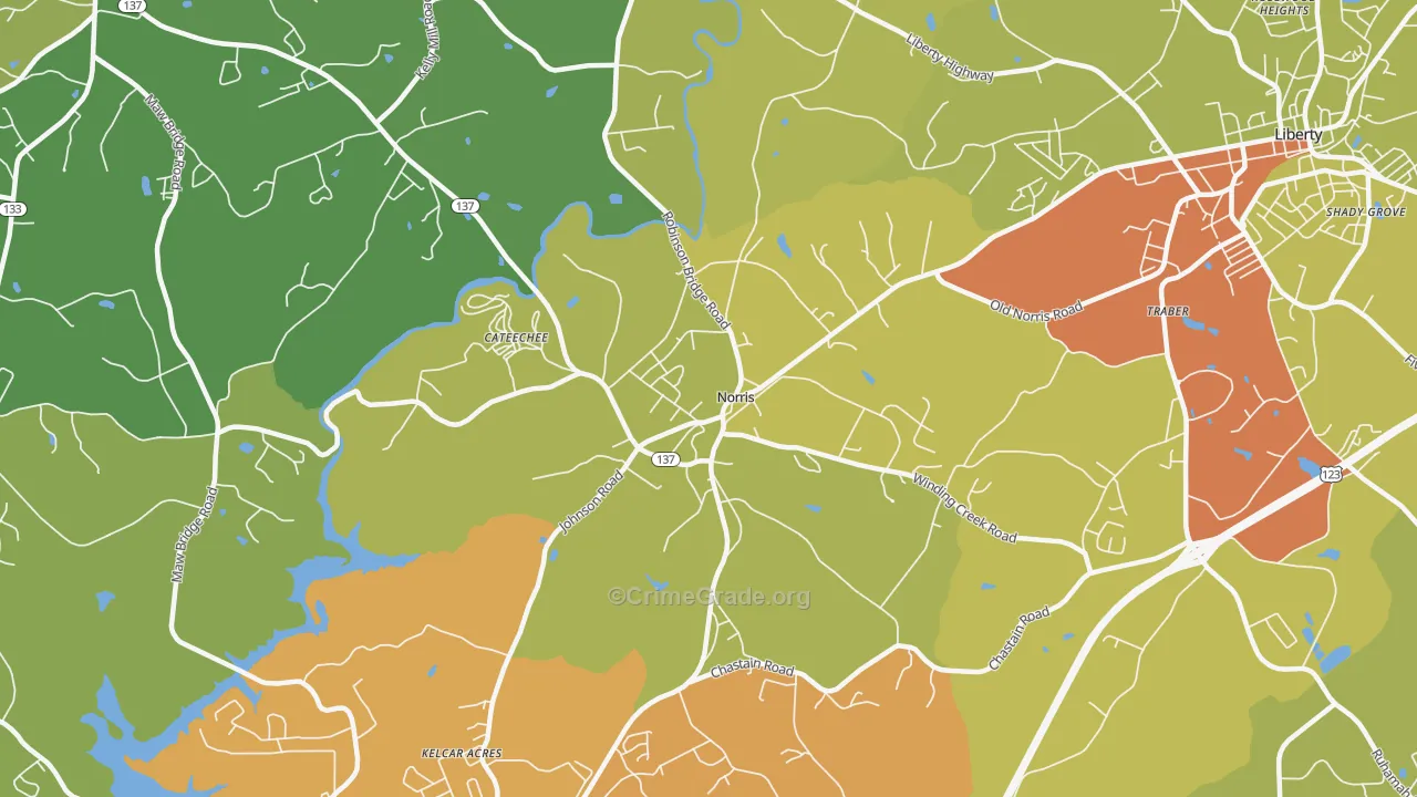 Norris, SC Map of Vandalism Rates