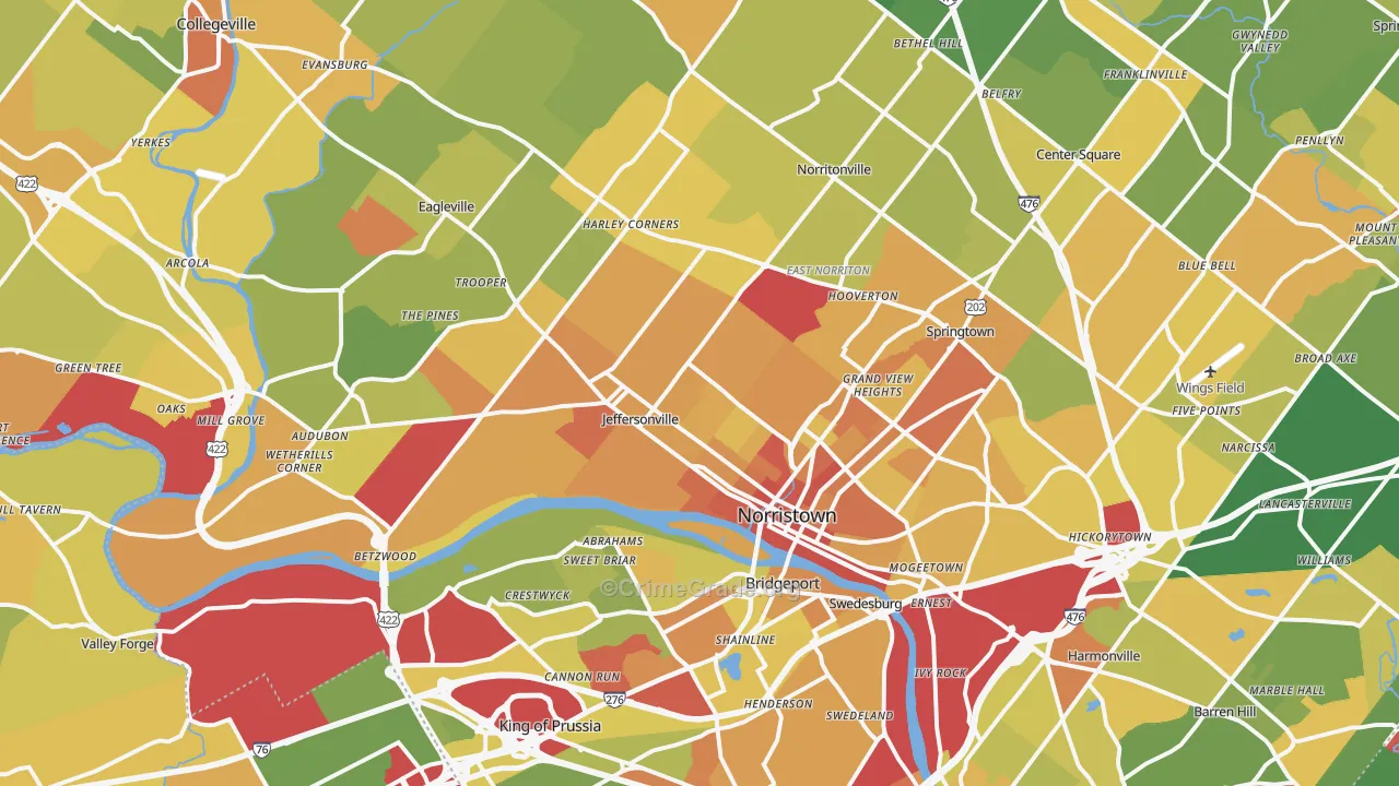 Norristown, PA Map of Vandalism Rates