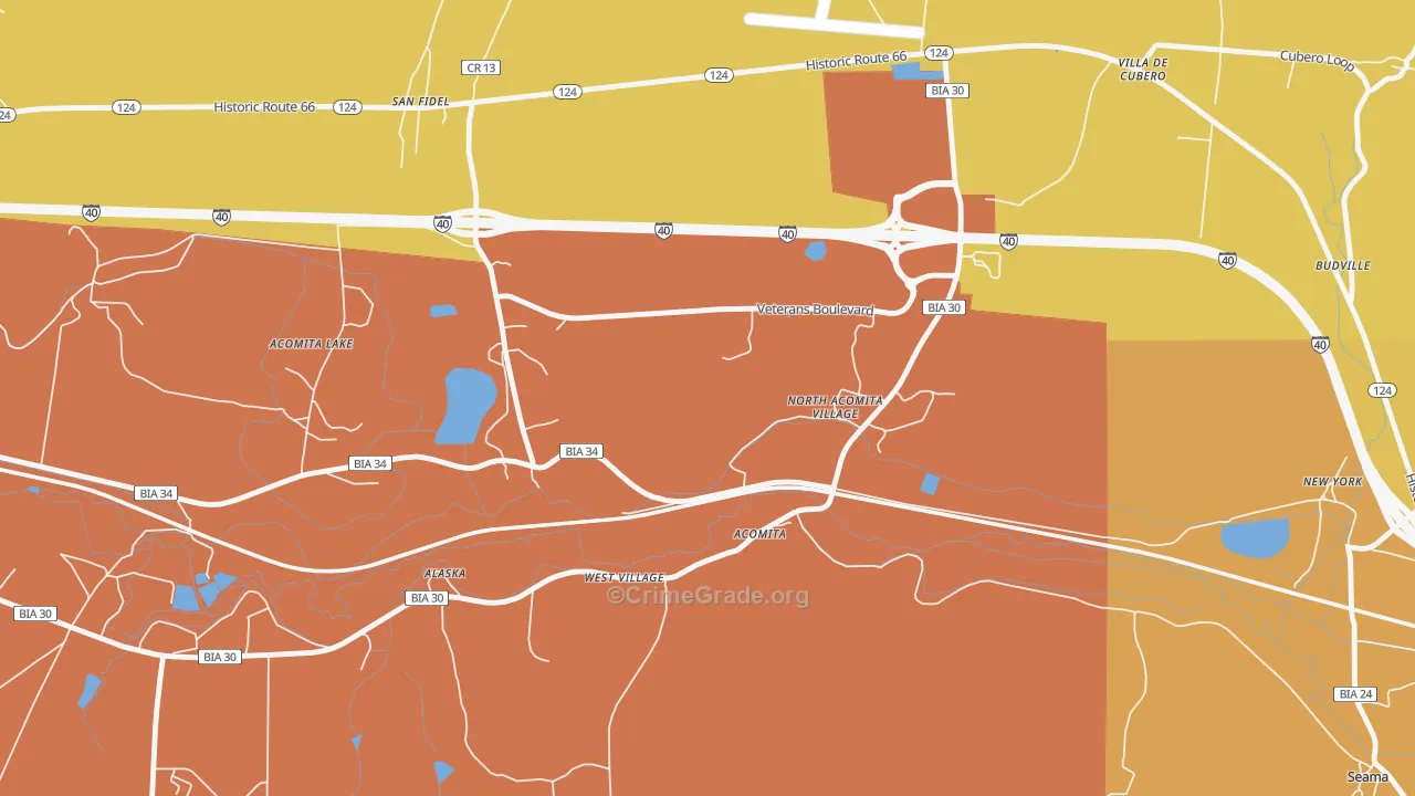 North Acomita Village, NM Map of Vandalism Rates
