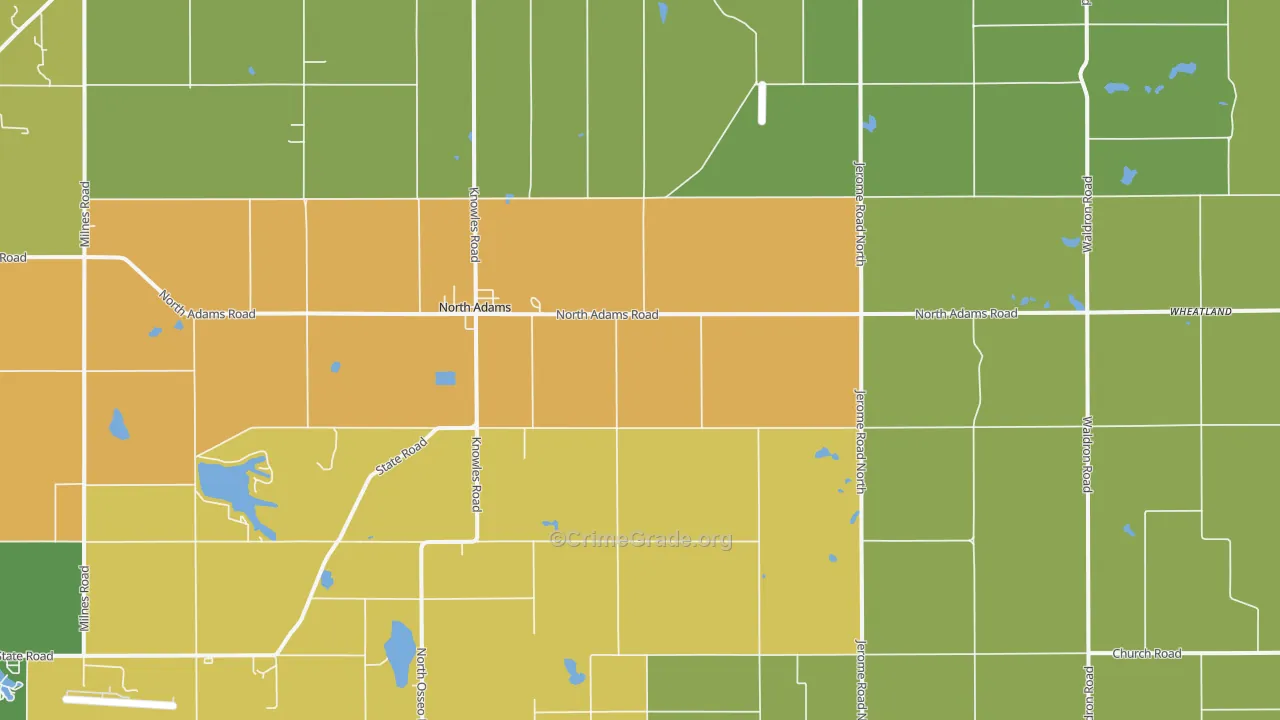 North Adams, MI Map of Vandalism Rates