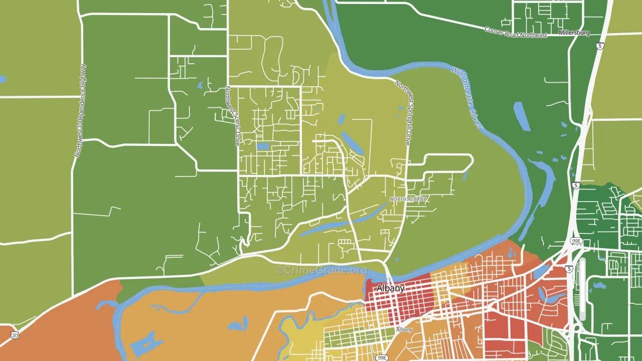 North Albany, Albany, OR Map of Vandalism Rates