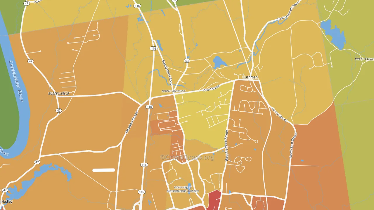 North Amherst, Amherst, MA Map of Vandalism Rates