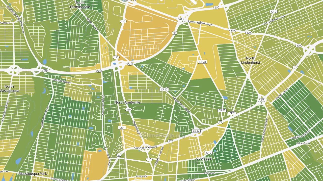 North Amityville, NY Map of Vandalism Rates