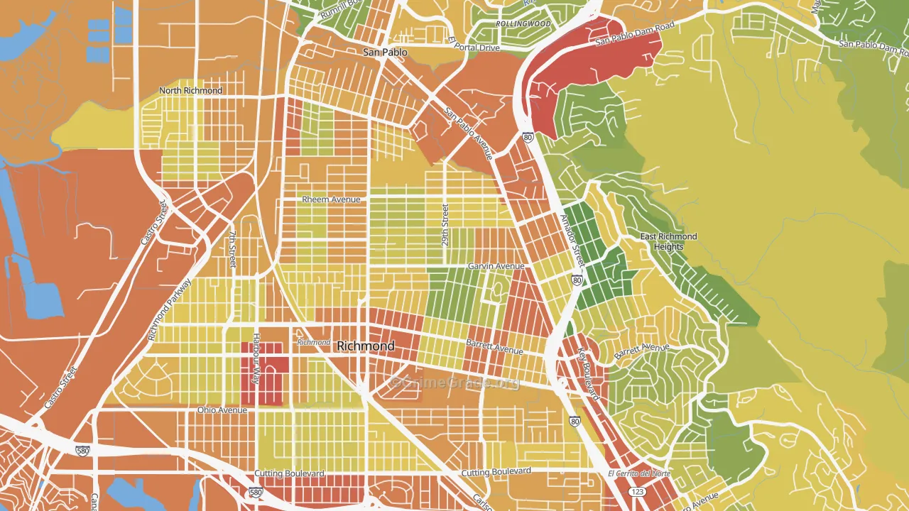 North and East, Richmond, CA Map of Vandalism Rates