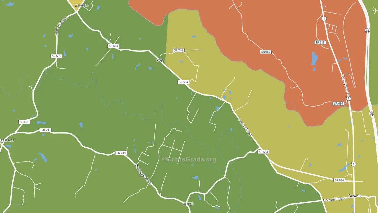 North Anna, VA Map of Vandalism Rates
